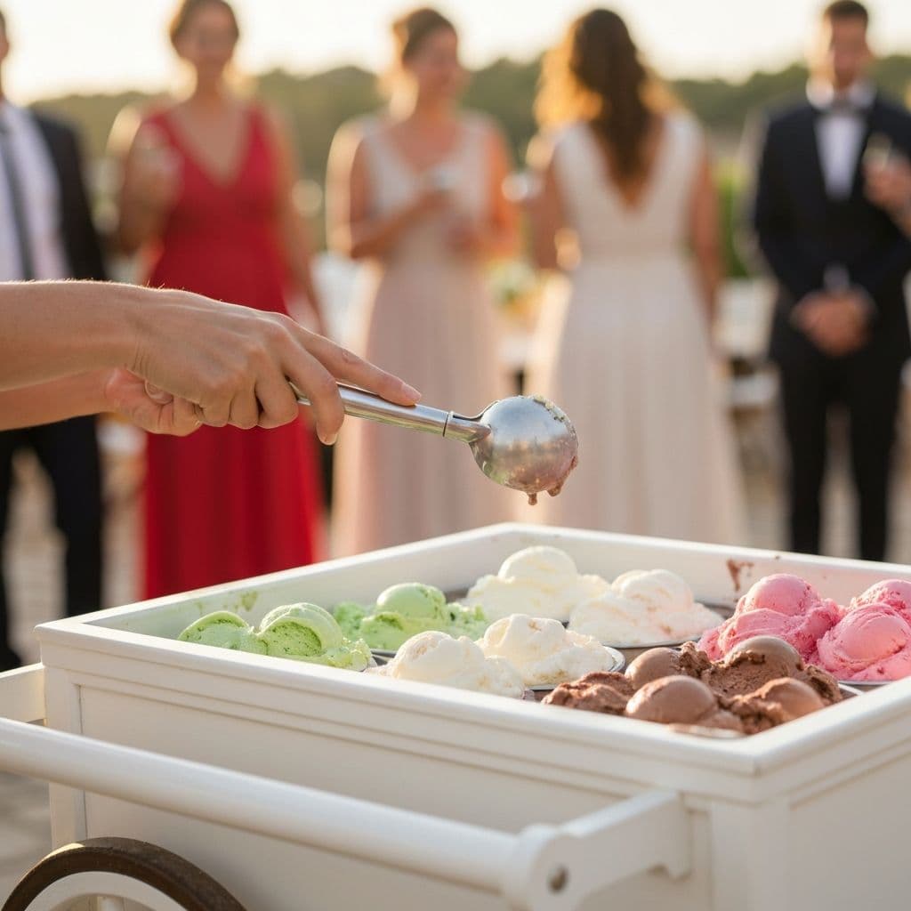 Ice cream being served at a luxury event in Cyprus