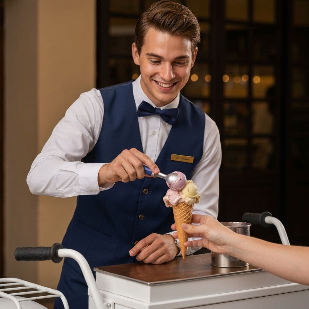 Ice cream being served at a luxury event in Cyprus